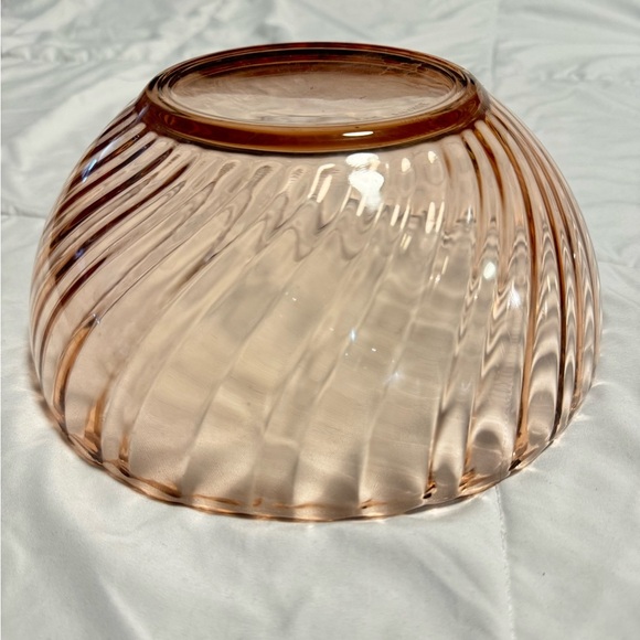 Vintage Arcoroc France Rosaline Pink Glass Swirl Fruit Salad Bowl Cottagecore - Picture 6 of 9